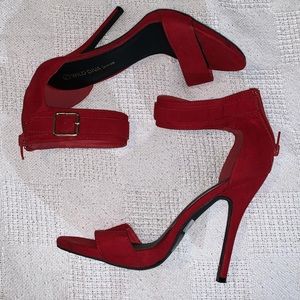 Red suede heels